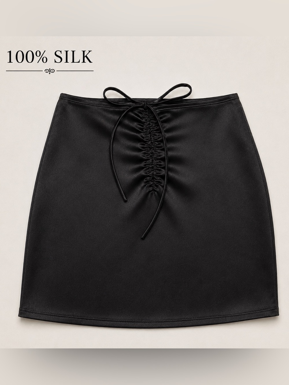Joie 100% Silk Black Ruched Mini Skirt Stretch Waist Y2K